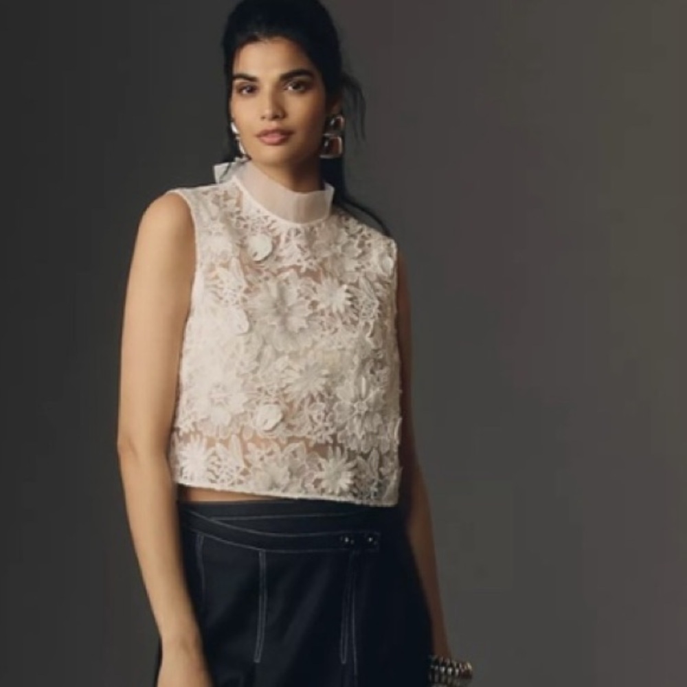 Maeve Sleeveless Sheer Floral Blouse xs,sm,med